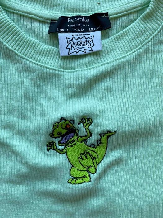 Bershka, top, krótka koszulka damska z haftem, rozm 40/M, krótki rękaw