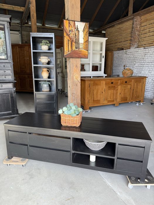 Komoda rtv szafka czarna loft nowoczesna szuflady prosta DREWNIANA