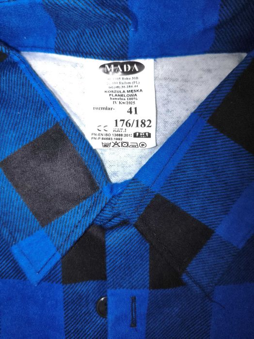 Koszula flanelowa niebieska w kratę. Rozmiar 41 - 176/182