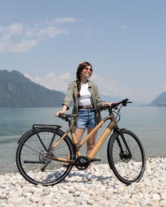 bicicleta eléctrica em bambu e linho Cyclik e-Relief