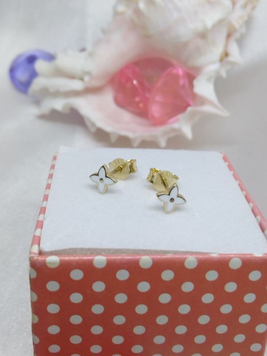 Piękne złote kolczyki kwiatki, złoto próby 585