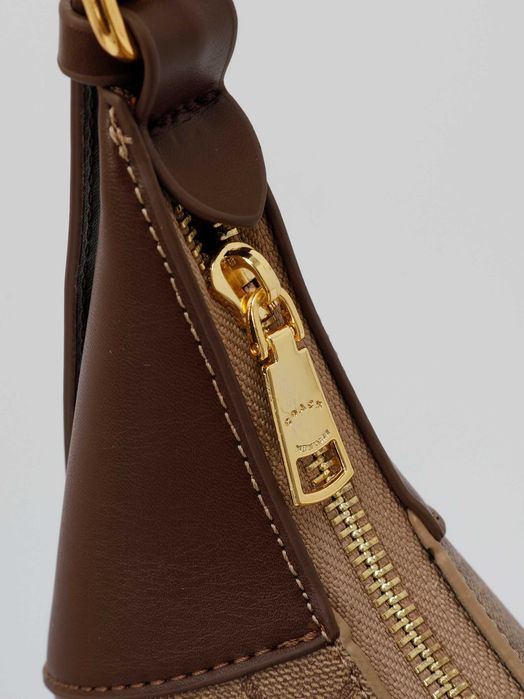 Жіноча сумка COACH Signature Canvas / Сумка Коач / жіноча мокко сумка-хобо Коуч