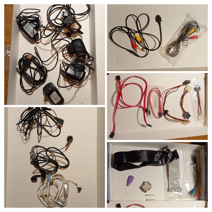 Зарядки та навушники Samsung (старий роз'єм), PC кабелі, перехідники