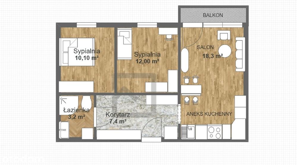Funkcjonalne mieszkanie – Osiedle Północ 2 pokoje 52 m²  4. piętro