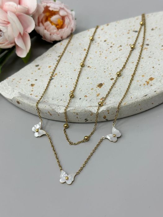 Naszyjnik damski stal chirurgiczna motylki