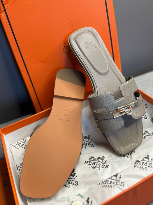 Шльопанці Hermes шльопки босоніжки жіночі шкіряні натуральні