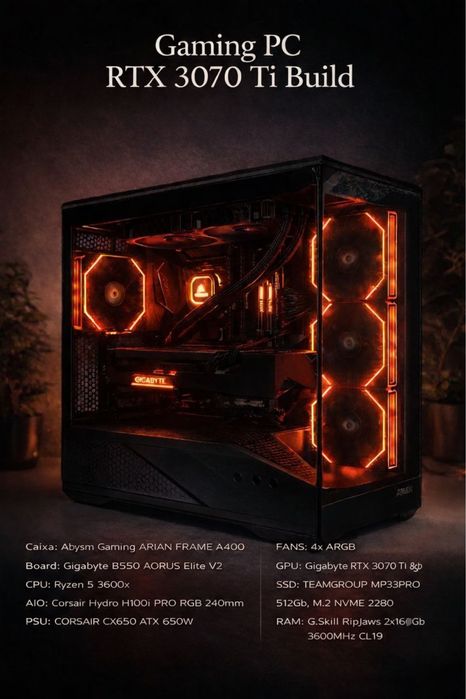 Gaming PC Ryzen 5 3600X + RTX 3070 TI
