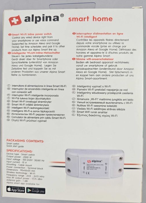 Alpina - Inteligentny wyłącznik przewodowy Wi-Fi