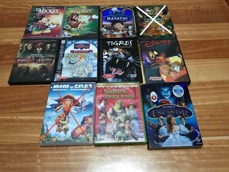 Vários filmes em DV’s e jogos em CD