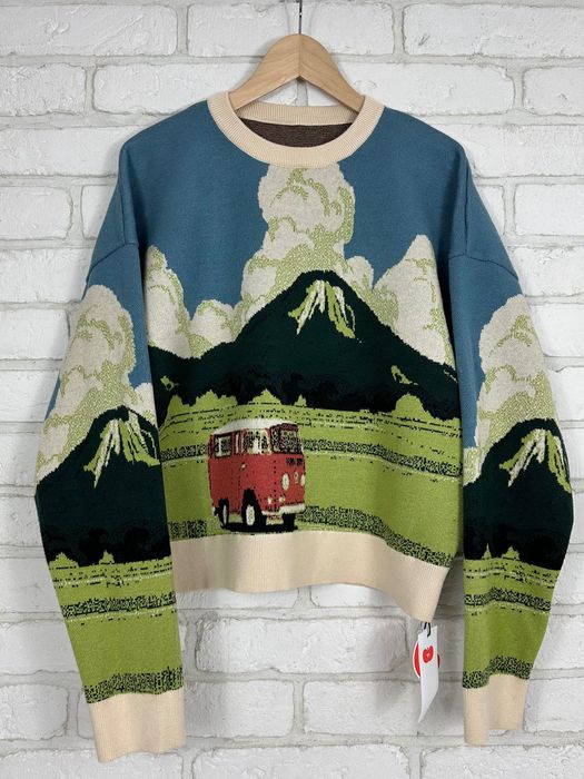 Sweter Cider z motywem kampera i gór