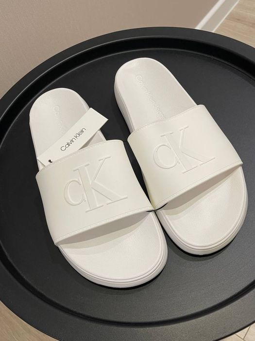 Шльопанці Calvin Klein оригінал у білому кольорі