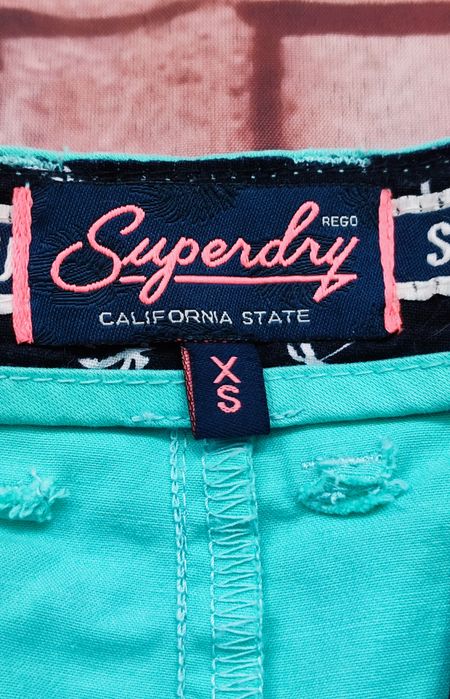 Superdry Turkusowe miętowe spodenki szorty r. XS/S