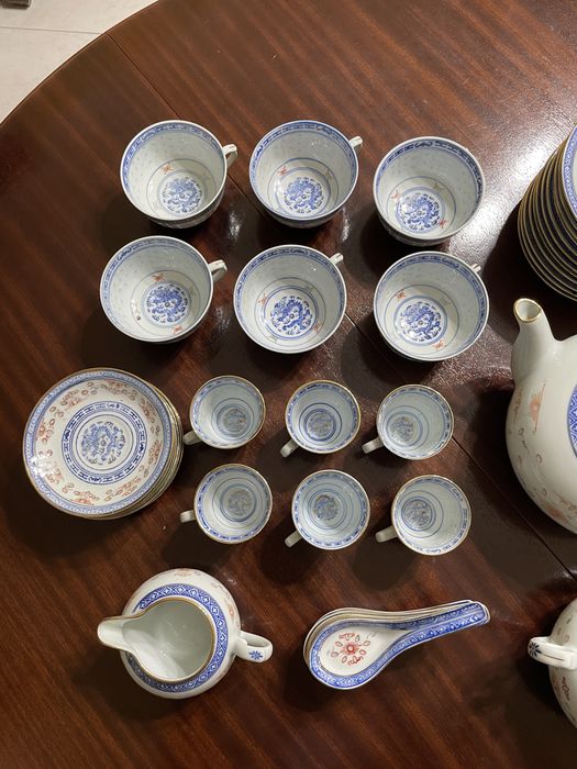 Serviço Porcelana Chinesa “Bago de Arroz”, Chá/Café/Sopa, 6 Pessoas