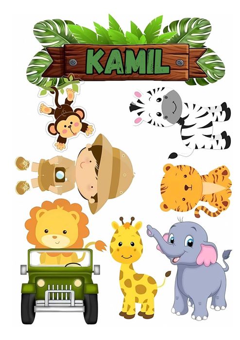 Wydruki na jadalnym papierze cukrowym A4 kotki SAFARI – na tort