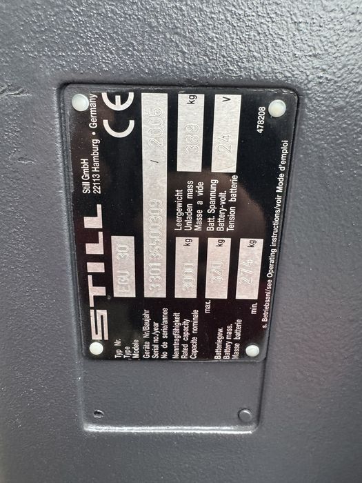 Paleciak elektryczny Still 3000 kg 160 cm wózek Still Egu 30