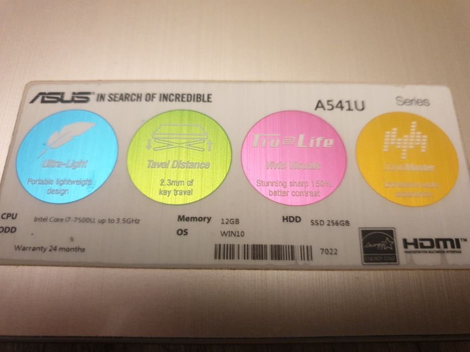 Portátil ASUS  Core I7