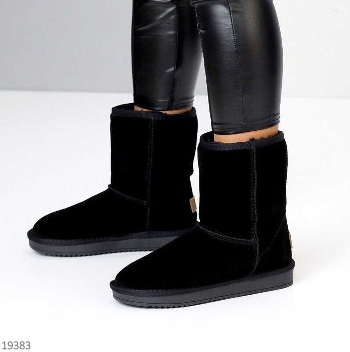 Чорні уггі ITTS натуральна замша, сапожки зимові, зимние сапоги 37р