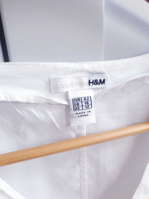 Biała haftowana koszula tunika H&M 38 40