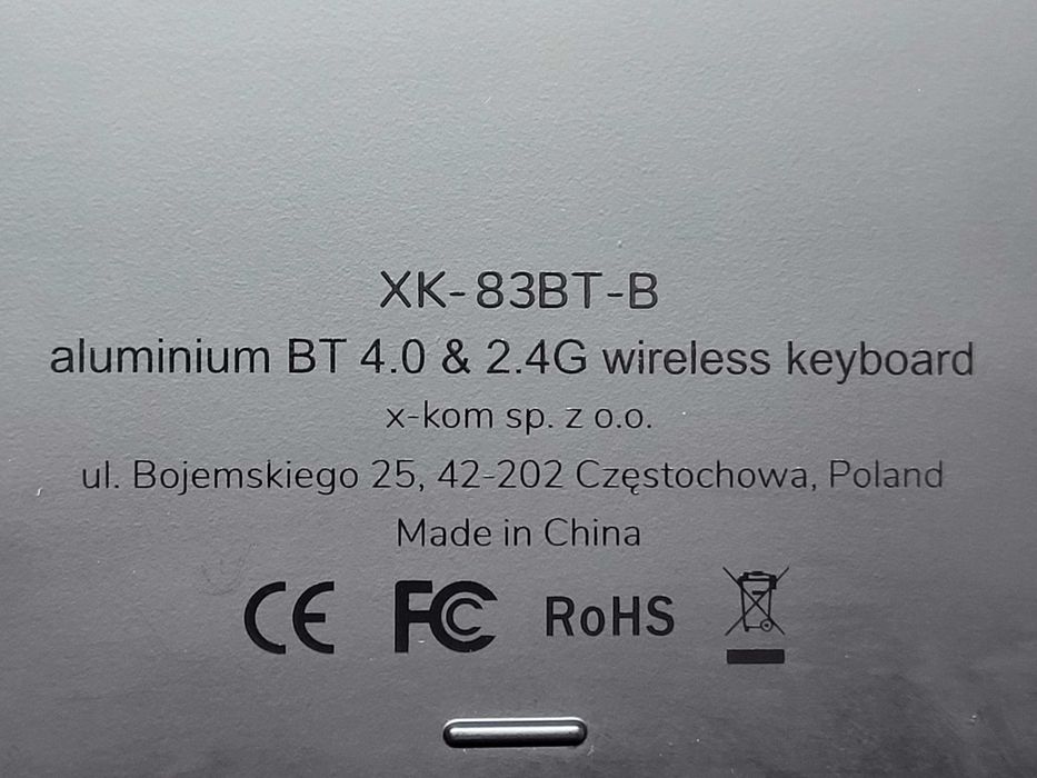 Klawiatura x-kom Aluminium Wireless Keyboard (Czarna 2,4Ghz Bluetooth)