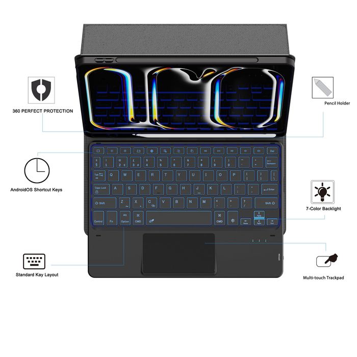 Etui klawiatura iPad Pro 11 M4 2024 - podśw. QWERTZ czarne