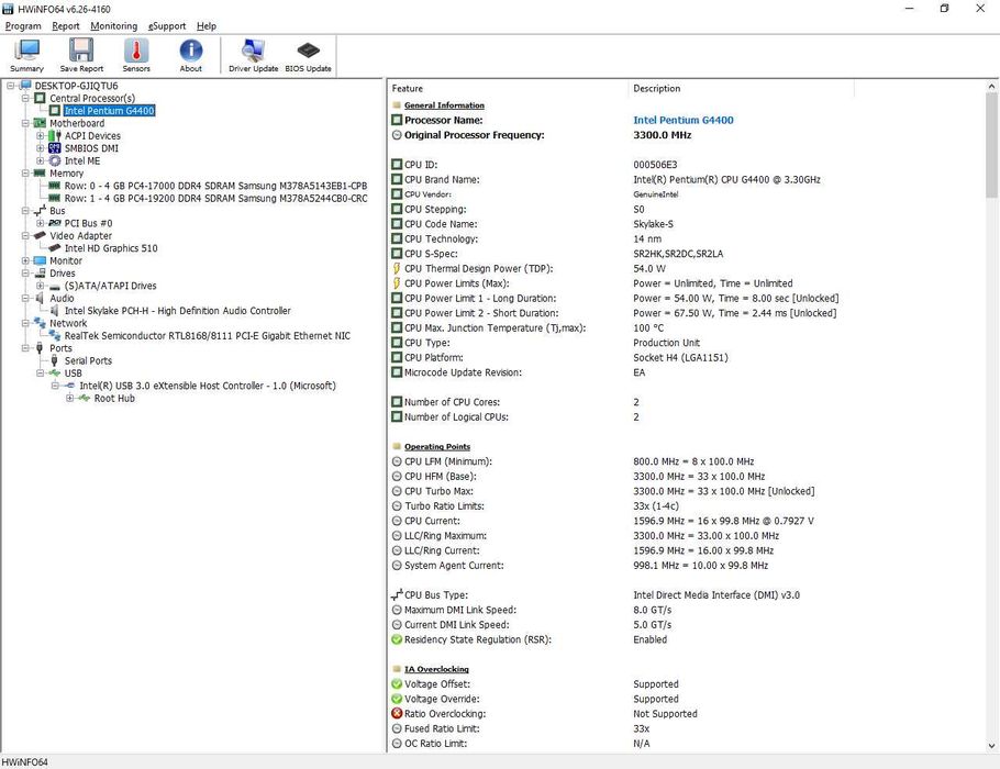 HP 280 G2 MT INTEL G4400 3.3GHz 8/120SSD/500GB Win10 Pro DVI