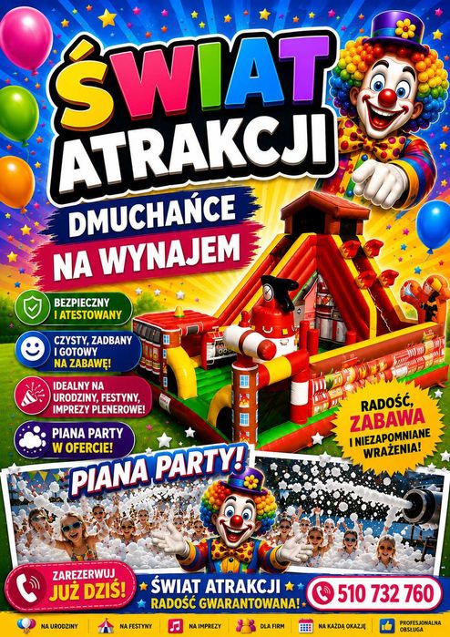 Dmuchaniec wynajem PIANA PARTY