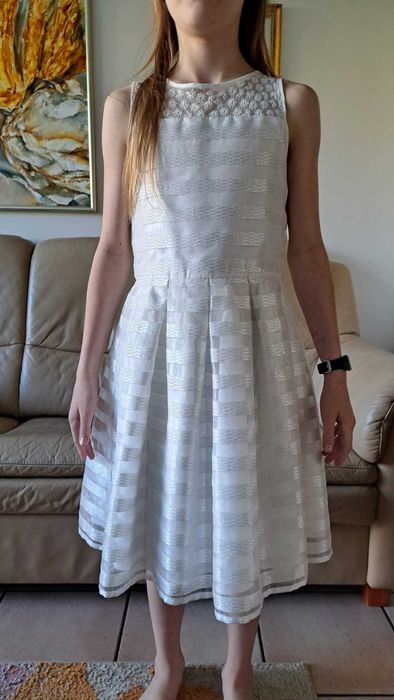 sukienka biała dziewczęca na przyjęcie komunijne, wesele