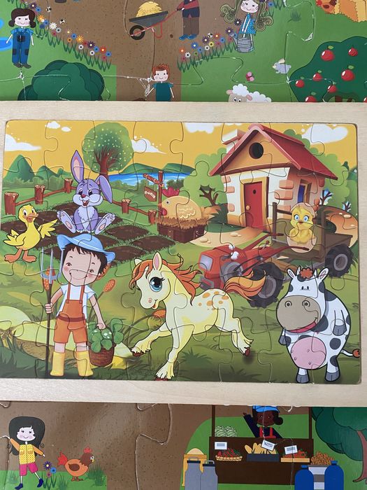 Os Animais da Quinta Puzzle Gigante Na Quinta Puzzle de madeira Quinta