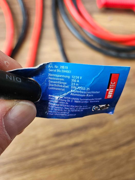 Kable rozruchowe 25mm2 solidne + Gratis