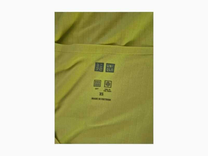Koszulka Uniqlo XS S Limonkowa Prążek Lyocell Oversize Asymetryczna T-shirt