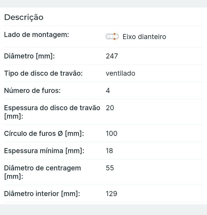 Kit Travões Eixo Dianteiro Ventilado
