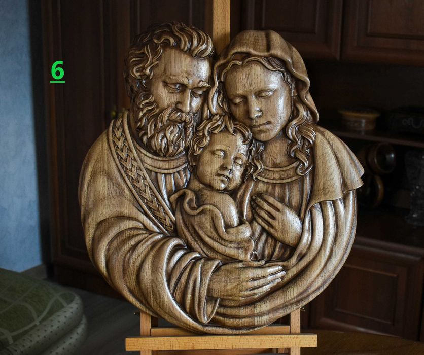 Образ Ісус, Свята Сім'я, Свята Родина, панно з дерева, ікона, образ