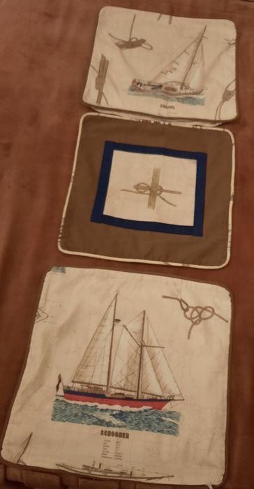4 Cortinados motivos Náuticos e almofadas