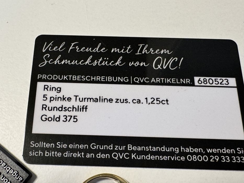 Nowy złoty  pierścionek 375 z 5 różowymi turmalinami 1.25ct 19mm