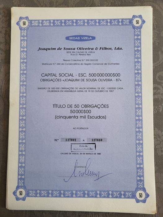Sedas Vizela Bonds/Shares