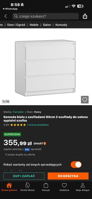 Biała komoda 3 szuflady