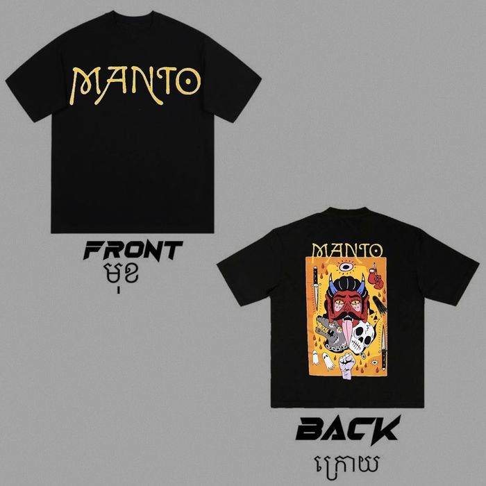 MANTO Мужские Черные и Белые Футболка Манто Футболки с принтом Манто