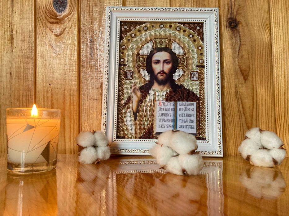 Подарунок на весілля Ікона бісером Господь Вседержитель