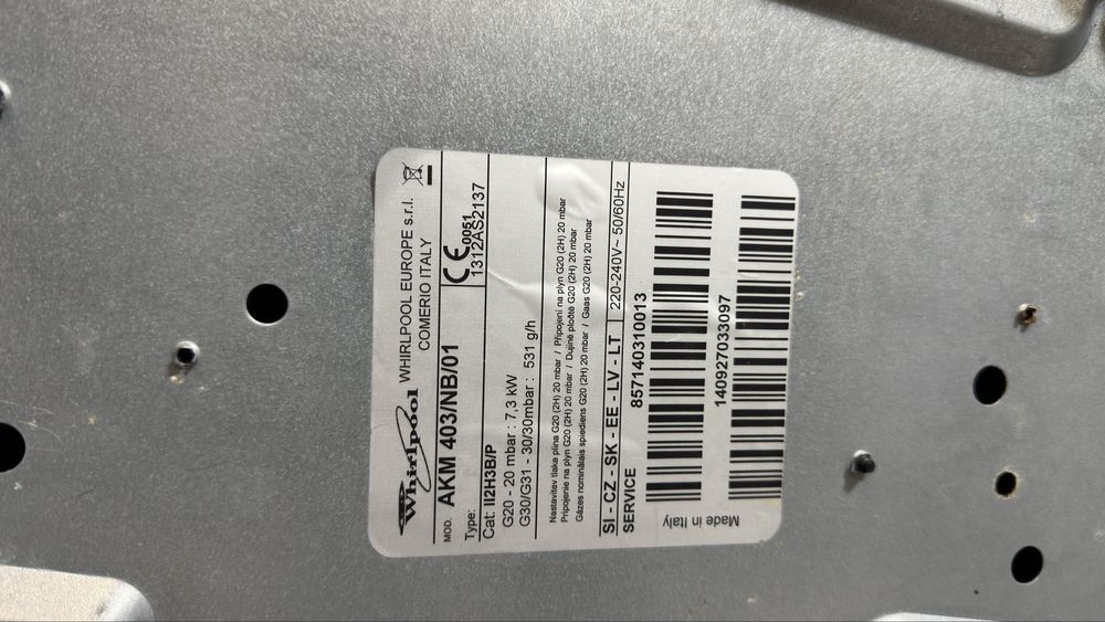 Газова плита (варильна поверхня) Whirlpool AKM 403 Italy (EU) б/в