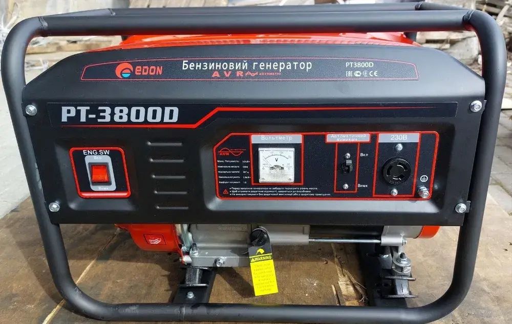 Бензиновий генератор Edon PT-3800D (3000 Вт, Мідний,Гарантія 24-місяці