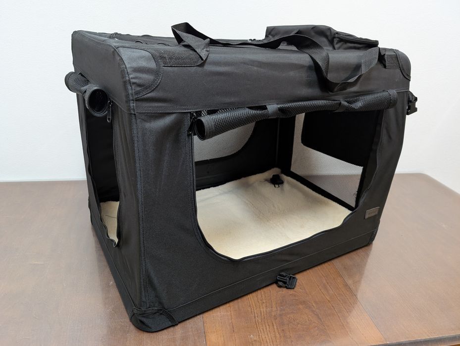 Lionto Składana Torba Transportowa Transporter dla Psa Kota z Tkaniny XL 58x82x58cm Czarna - PO ZWROCIE