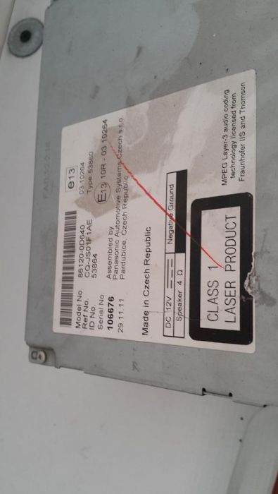 Fabrycznie nowe oryginalne radio Toyota Yaris