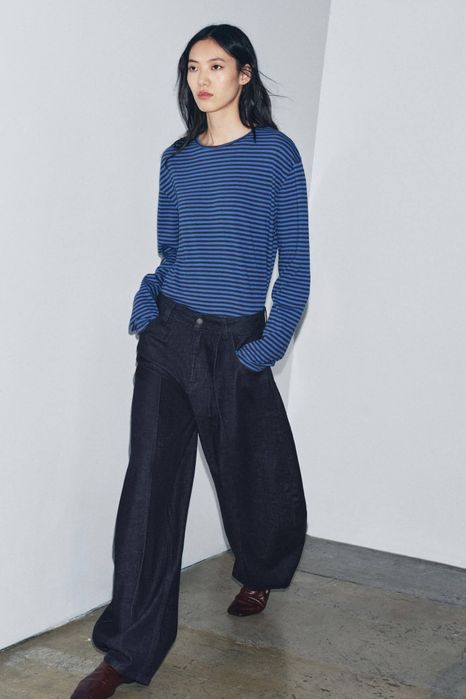 Spodnie bawełniane balloon wysoki Stan Zara XS