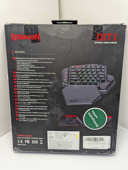 Механічна провідна ігрова клавіатура для однієї руки REDRAGON DITI K585 DITI з RGB підсвічуванням