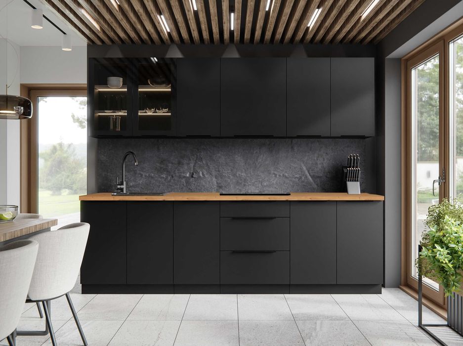 Meble Kuchenne KUCHNIA SIENA meble modułowe Czarny Mat