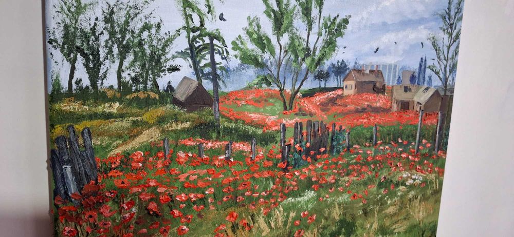 STALKER 2 : Поле червоних мрій Оригінальна олійна картина 50x40 см