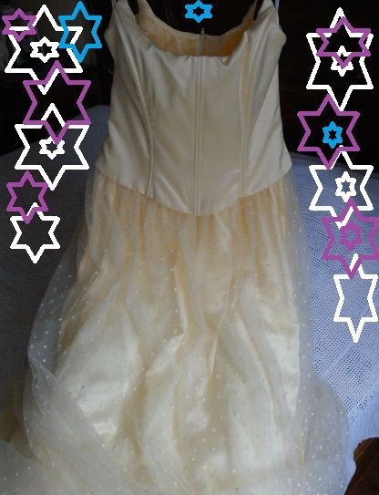 Sukienka długa ecru kremowa tiul atłas ślub bal suknia M 38 S 36 WOW