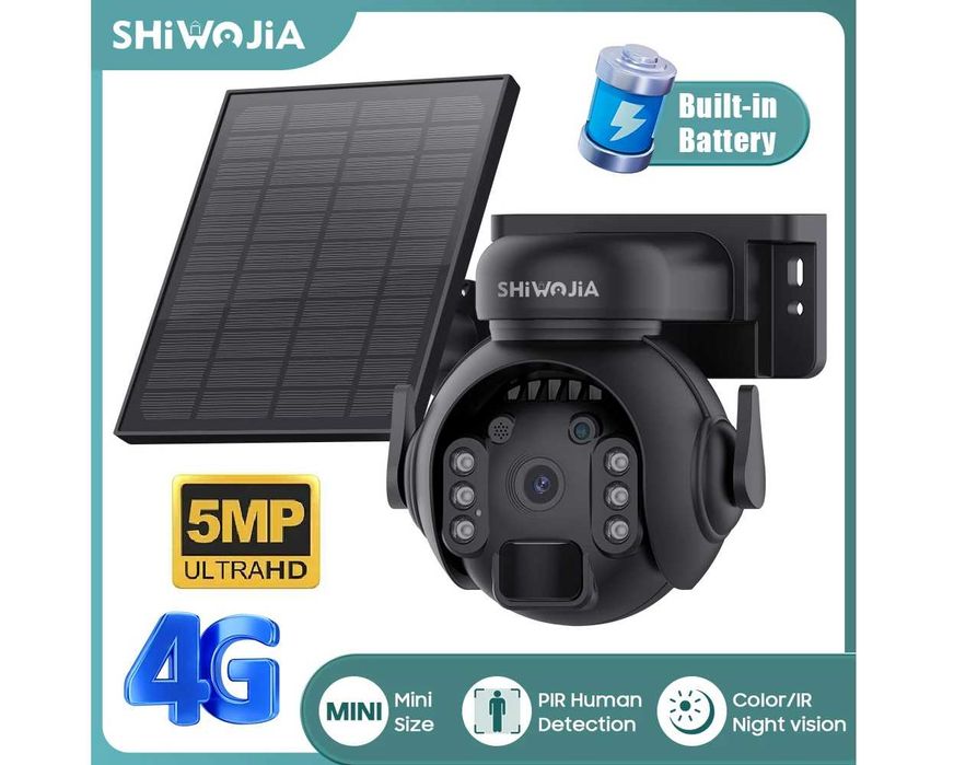 Зовнішня 4G камера SHIWOJIA  Zoom 5MP сонячна панель акум. 7800 mAh