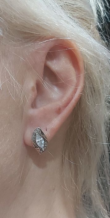 Серебряные сережки с золотыми пластинами, вес 3,92 гр