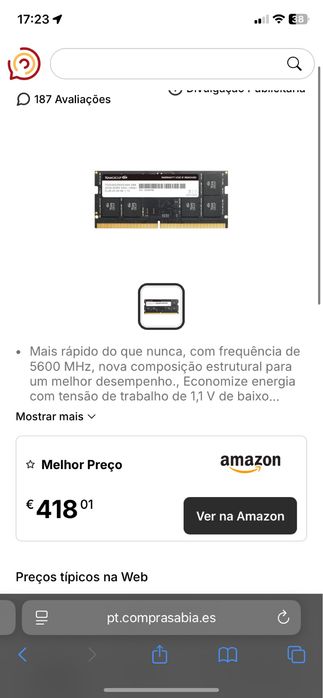 Memoria ram  GDDR5 1x32gb portatil marca Team Group